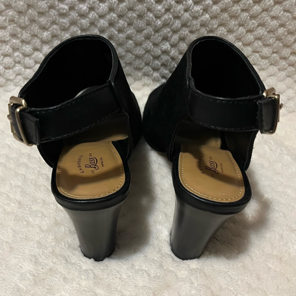 BASS CYDNEY PEEP TOE PUMPS BLACE SUEDE SIZE 8.5 NEW! - Picture 3 of 4